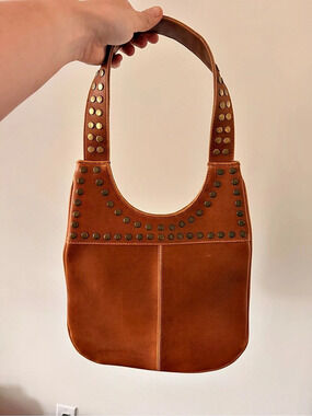 Vintage Studded Leather Hobo Bag